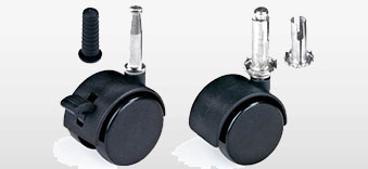 Black Twin Wheel Castor / Socket Stem